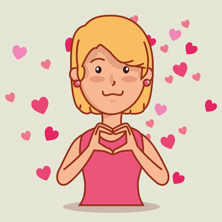 Vector mujer con corazones para feliz dia de san valentin