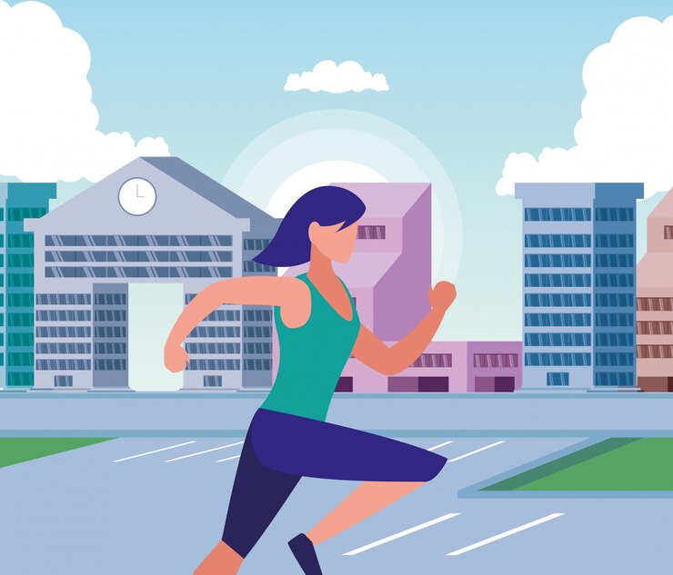 Vector mujer corriendo afuera