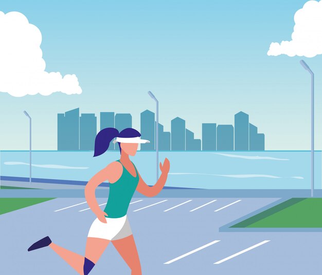 Mujer corriendo afuera