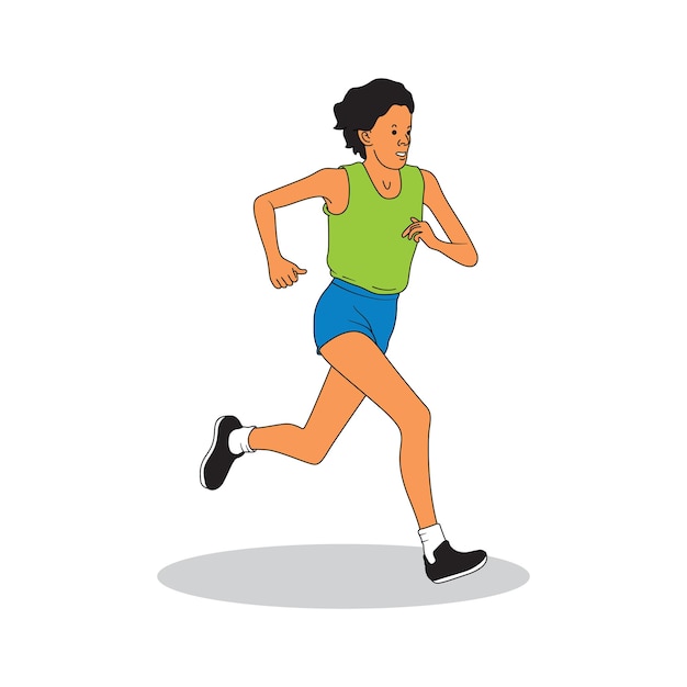 una mujer corriendo en una camiseta verde con una camisa verde