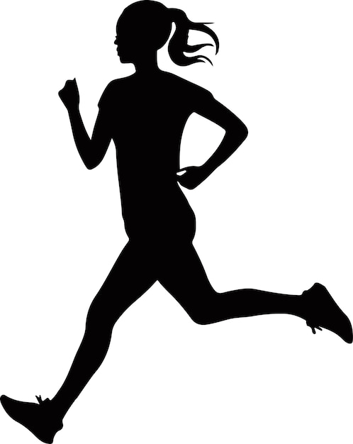 mujer corriendo ilustración de arte vectorial silueta vista lateral con un fondo blanco3