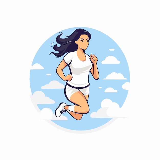 Vector mujer corriendo ilustración vectorial en estilo de dibujos animados plano estilo de vida saludable