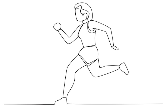 Una mujer corriendo por la mañana Actividades del parque dibujo de una línea