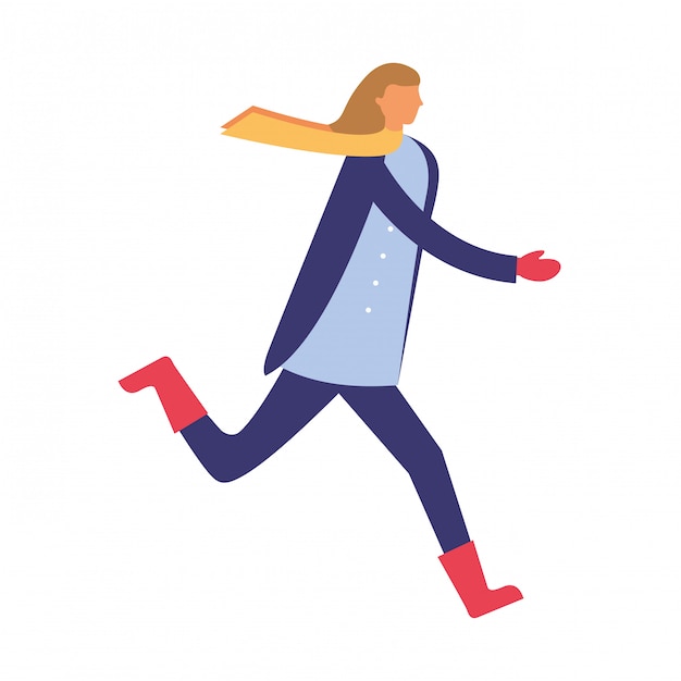 Mujer corriendo con ropa de invierno