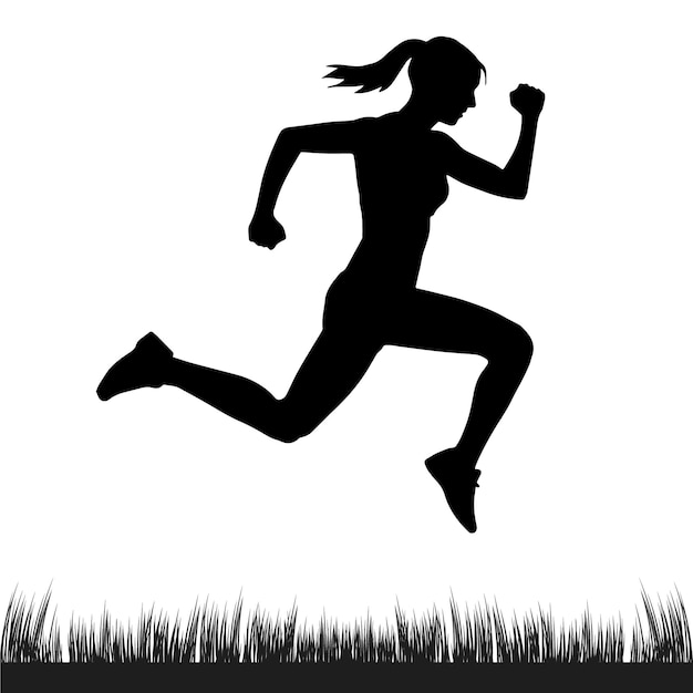 Mujer corriendo vector de silueta