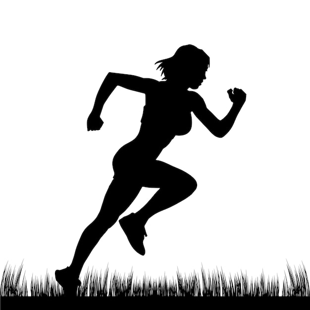 Mujer corriendo vector de silueta