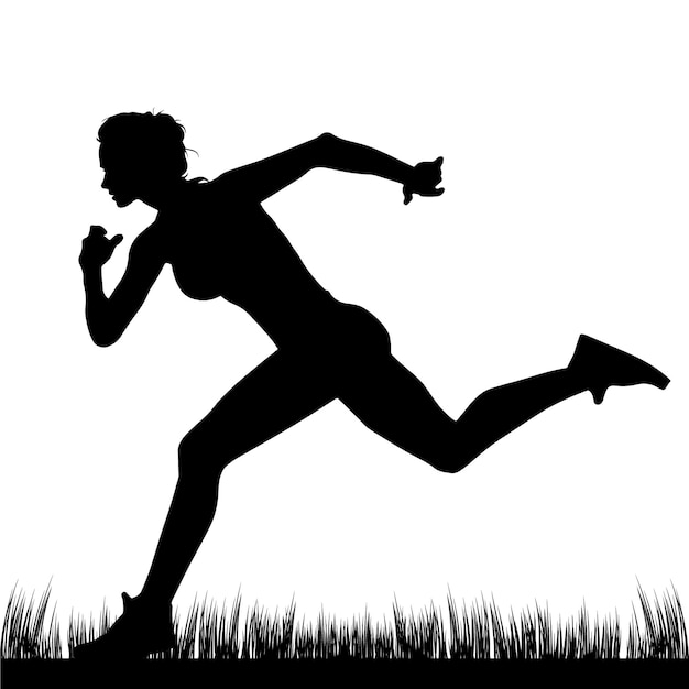 Mujer corriendo vector de silueta