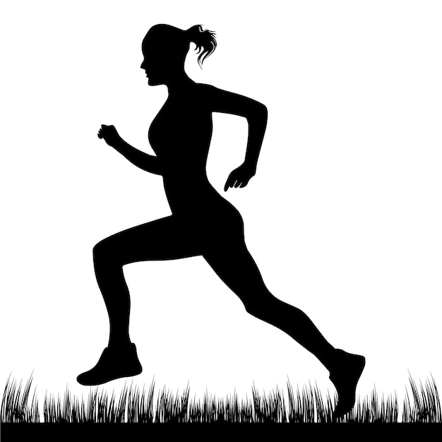 Mujer corriendo vector de silueta
