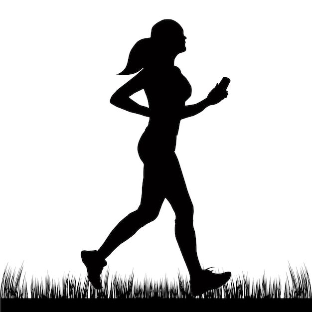Mujer corriendo vector de silueta