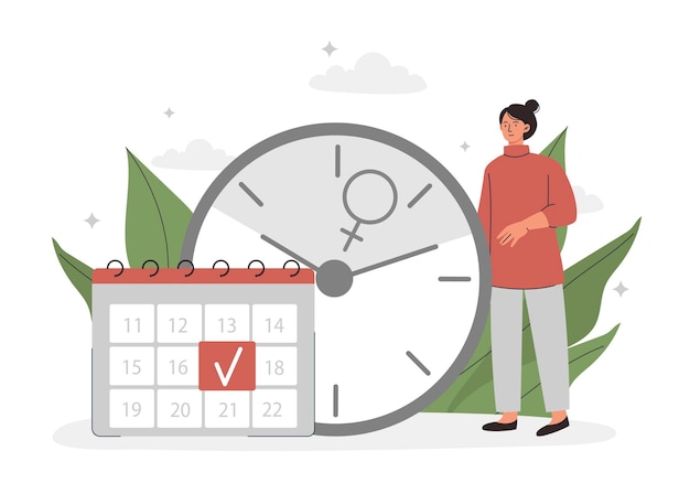 Vector mujer crea calendario