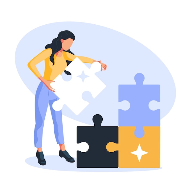 Mujer crea una ilustración de vector de negocio