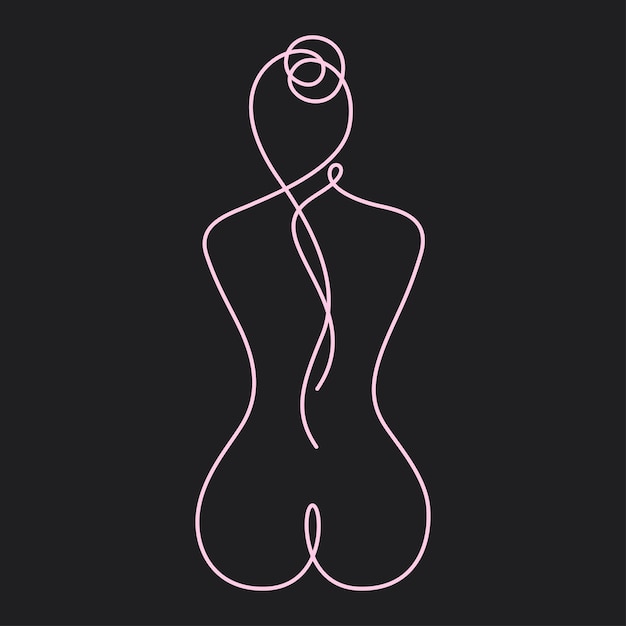 Vector mujer cuerpo arte cuerpo fondo negro línea diseño escandinavo moderno dibujo minimalista femenino