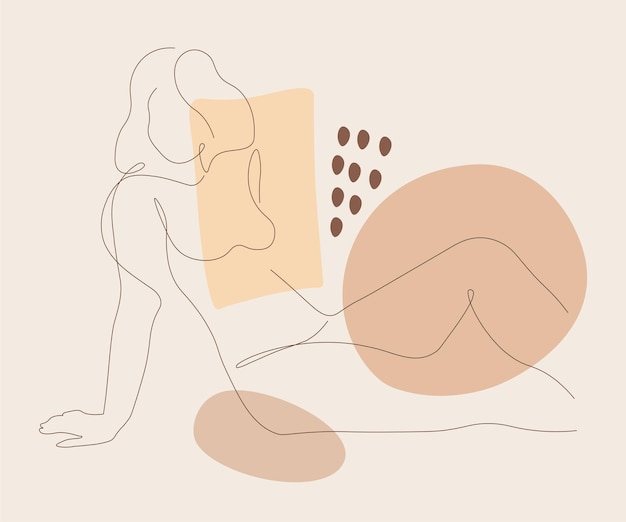 Mujer cuerpo contorno contorno dibujo línea arte vector ilustración en estilo contemporáneo