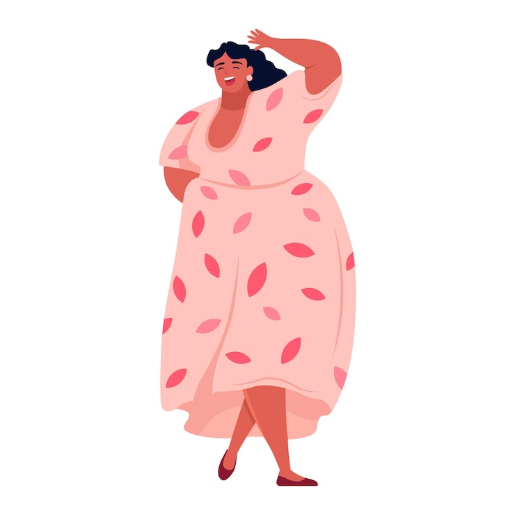Vector mujer de cuerpo positivo de conjunto colorido esta ilustración presenta a una mujer hermosa