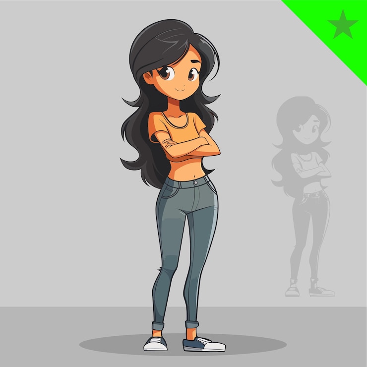 Vector mujer cute empoderada para videojuegos o personaje animado