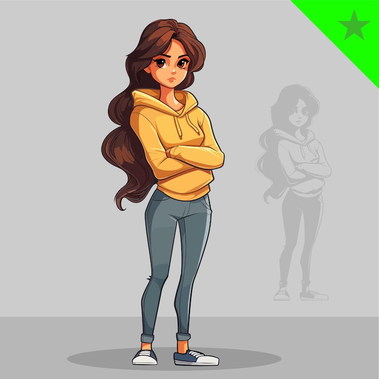 Vector mujer cute empoderada para videojuegos o personaje animado
