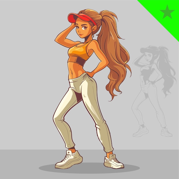 mujer cute empoderada para videojuegos o personaje animado
