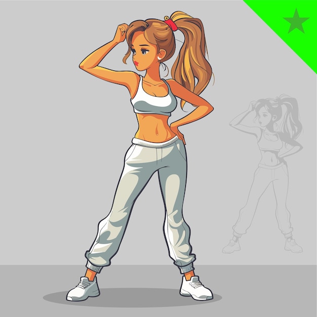 mujer cute empoderada para videojuegos o personaje animado