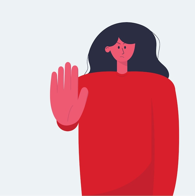 Mujer Dando Detener Gesto Decir No Ilustración Plana Diseño Vector Png Negocio Prohibido Declive