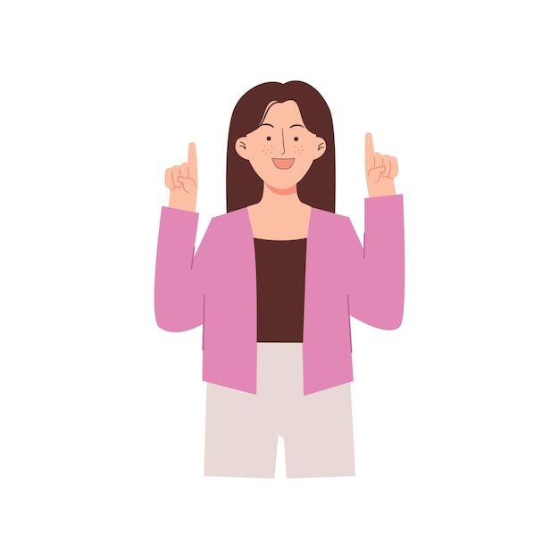Mujer con el dedo señalador