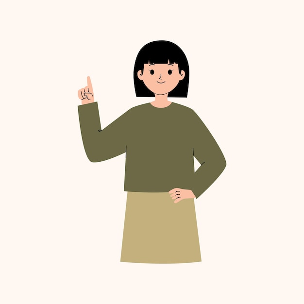 Mujer con el dedo señalador