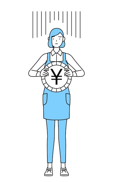 Una mujer en un delantal una imagen de pérdida de cambio o depreciación del yen