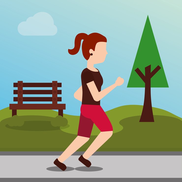 Vector mujer deporte jogging activo atlético en el parque