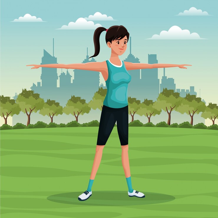 Vector mujer deporte parque urbano