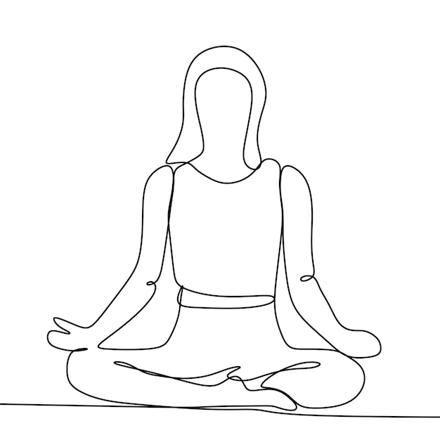 mujer deportiva de dibujo de línea continua dedicada al yoga en un fondo blanco