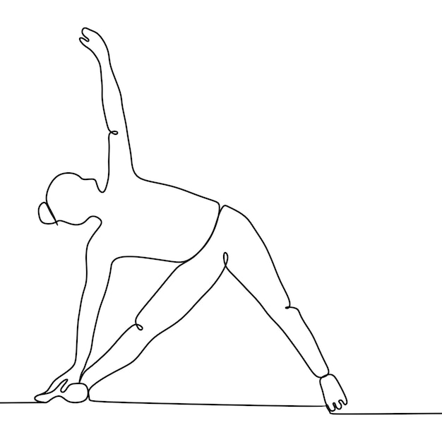 mujer deportiva de dibujo de línea continua dedicada al yoga en un fondo blanco