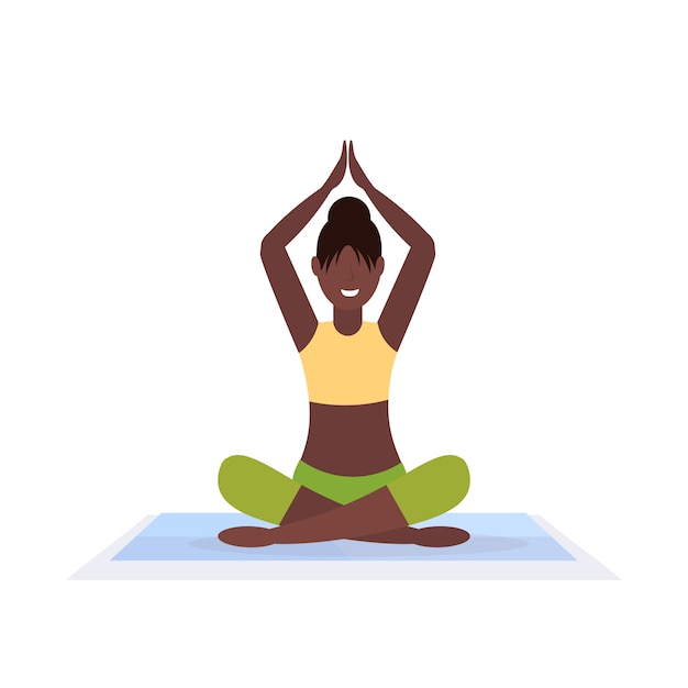 Mujer deportiva sentada postura de loto haciendo ejercicios de yoga chica ejercicio físico estilo de vida saludable concepto carácter femenino longitud completa fondo blanco