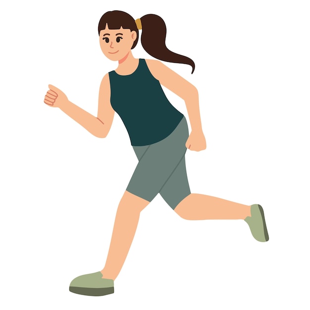 Vector mujer deportiva con traje deportivo corriendo ilustración