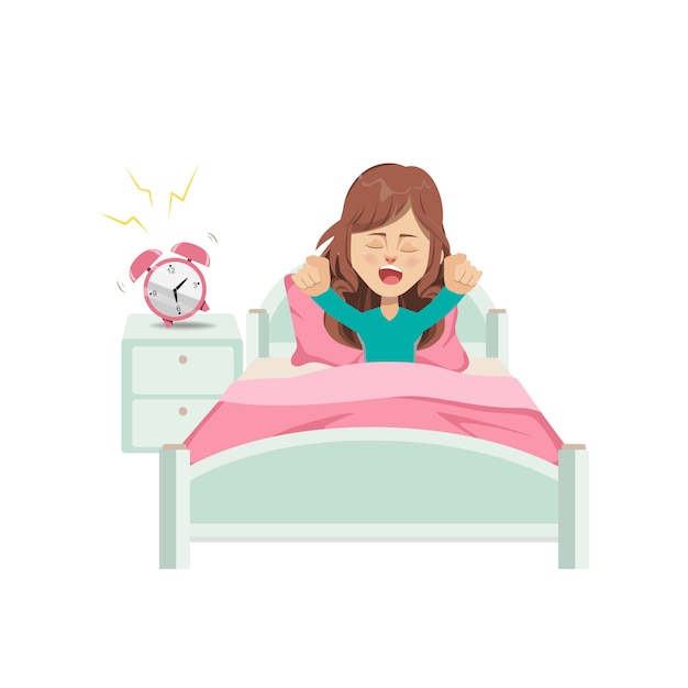 Mujer despierta por la mañana