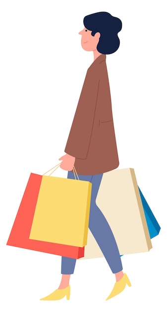 Mujer después de las compras Venta de la tienda cliente feliz