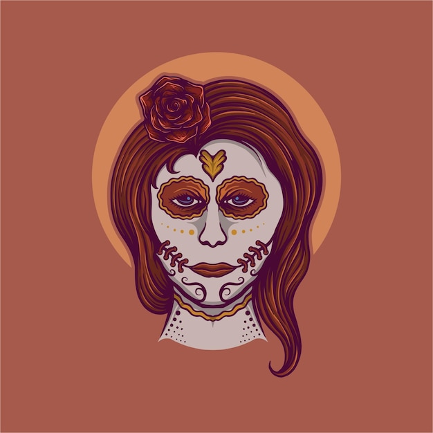 Mujer dia de los muertos vector