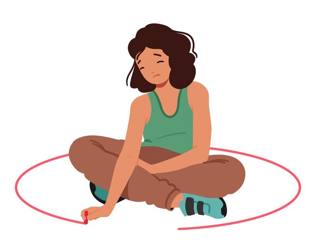 Mujer dibujando un círculo alrededor del personaje femenino creando un límite que reclama el espacio Ilustración vectorial de dibujos animados