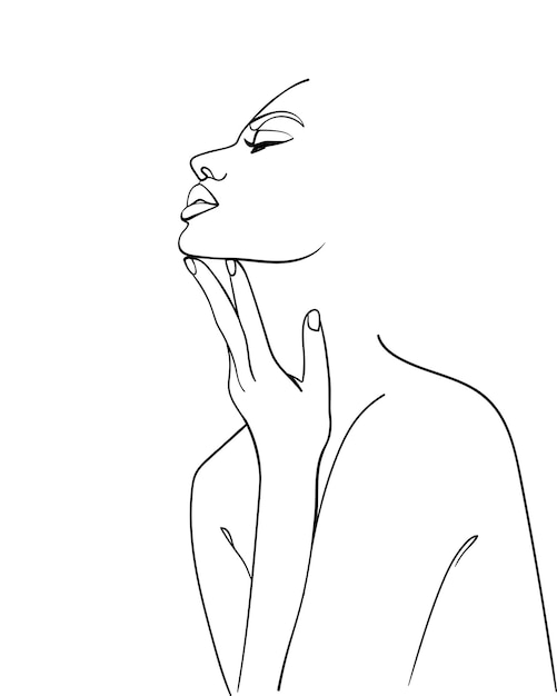 Mujer de dibujo de una línea. arte minimalista moderno. - ilustración vectorial