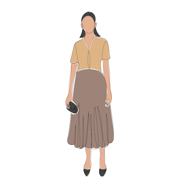 Mujer, dibujo, vector, aislado sobre fondo blanco.