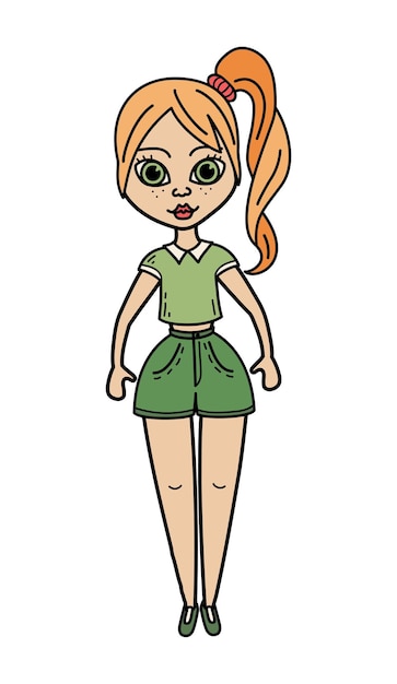 Mujer de dibujos animados dibujado a mano ilustración plana Linda chica en ropa casual