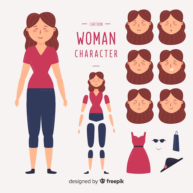 Vector mujer dibujos animados para diseño en movimiento