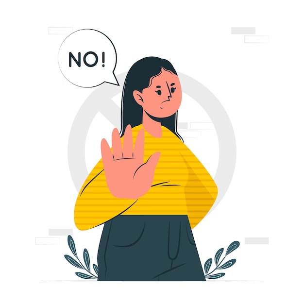 Mujer diciendo que no hay ilustración del concepto
