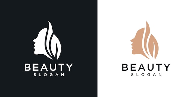 mujer con diseño de logotipo de hoja de naturaleza logotipo de mujer natural para salón de belleza spa cosméticos y coche de piel
