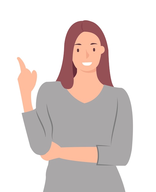 Mujer de diseño de personajes de dibujos animados personas presentando algo alegremente. | Vector Premium Mujer de diseño de personajes de dibujos animados personas presentando algo alegremente. | Vector Premium