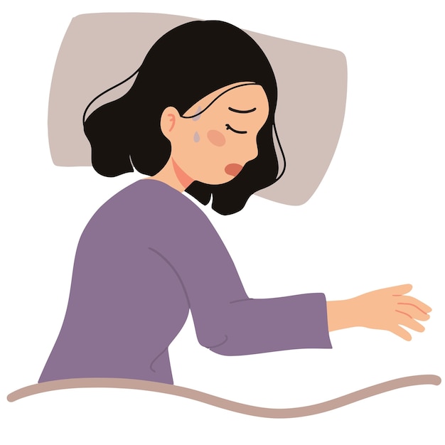 Vector mujer dormida con ilustración de pesadilla