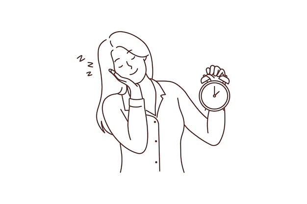 Mujer dormida con reloj