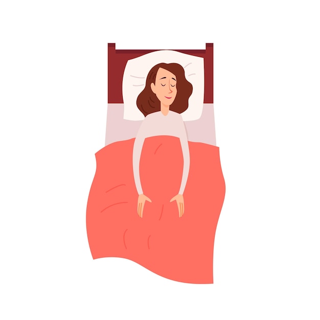 Mujer durmiendo o soñando con un descanso acostado en la vista superior del sofá.
