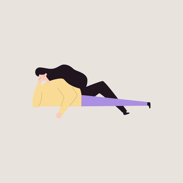 Mujer durmiendo en el suelo Ilustración vectorial en un estilo plano
