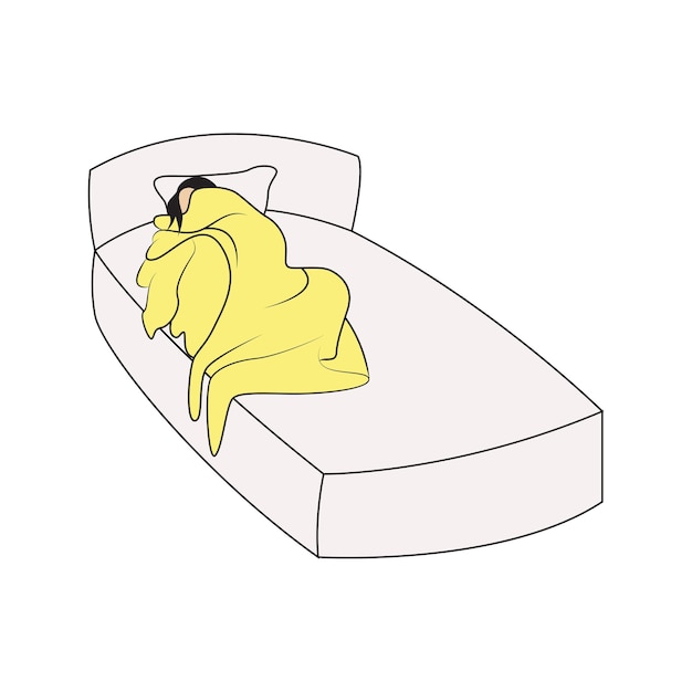 Mujer durmiente durmiendo en la cama Niña durmiendo con una manta disfrutando de un buen descanso Ilustración vectorial