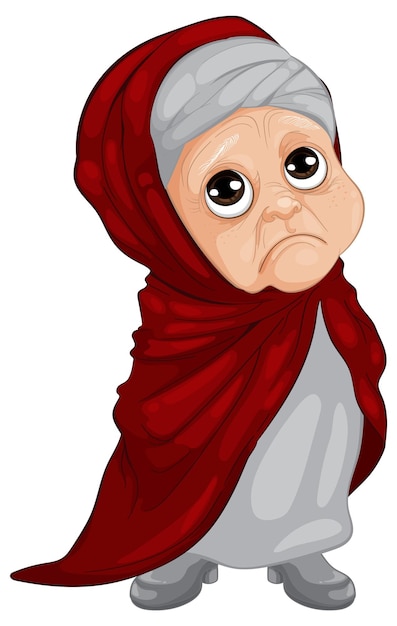 Mujer de edad avanzada con chal rojo