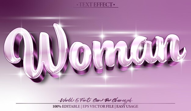 Mujer Efecto de texto vectorial Editable Alfabeto Rosa Mujer de moda